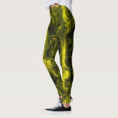 Leggings Grungy d'énergie nerveuse Abstrait noir et jaune (Gauche)