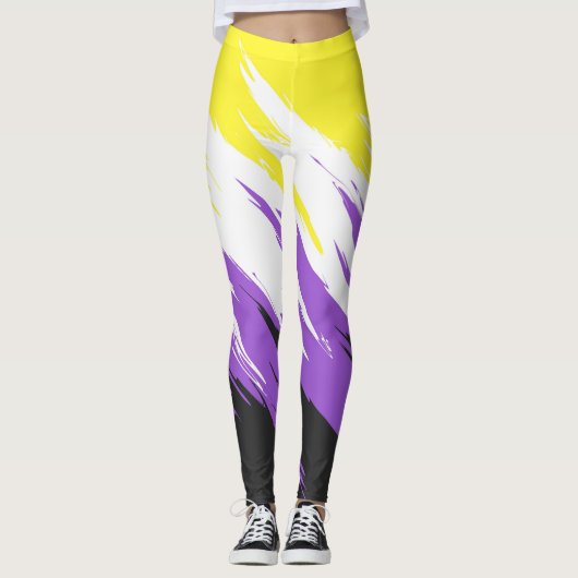 Leggings Grungy Funky ZigZag Abstrait Non-binary Pride Indi (Devant)