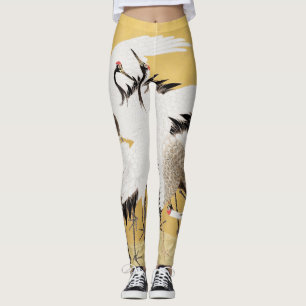 Leggings Grupe de grues japonaises Vintage Oiseau Riche Cla