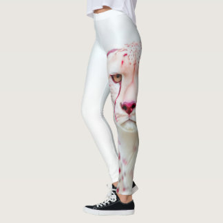 Leggings Guépard royal exotique blanc et rose Art
