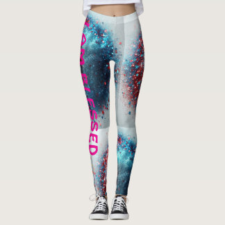 Leggings "Guérison bleu et rouge "Je suis béni"