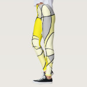 Leggings Guêtres abstraites blanches et noires jaunes (Gauche)