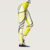 Leggings Guêtres abstraites blanches et noires jaunes (Droite)