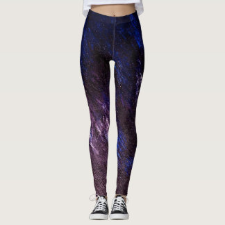 Leggings Guêtres abstraites bleues et noires de lavande de