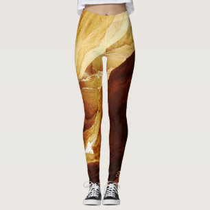 Leggings Guêtres abstraites, brun et or avec le nom