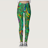 Leggings Guêtres abstraites colorées psychédéliques (Devant)