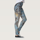 Leggings Guêtres abstraites de bleu et d'or (Droite)