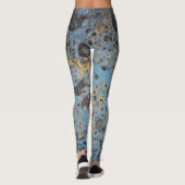 Leggings Guêtres abstraites de bleu et d'or (Dos)