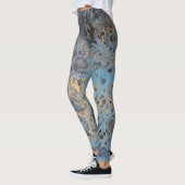 Leggings Guêtres abstraites de bleu et d'or (Gauche)