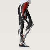 Leggings Guêtres abstraites de noir, blanches et de rouge - (Droite)
