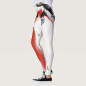 Leggings Guêtres abstraites de noir, blanches et de rouge - (Gauche)