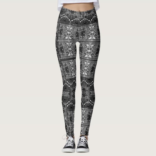 Leggings Guêtres actives texturisées noires (Devant)