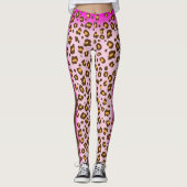 Leggings Guêtres animales roses de motif de léopard (Devant)