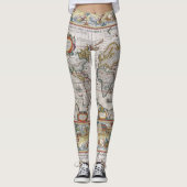 Leggings Guêtres antiques de carte du monde (Devant)