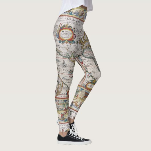 Leggings Guêtres antiques de carte du monde (Droite)