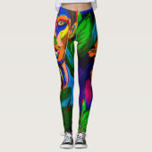 Leggings Guêtres artistiques exotiques de visage peint à la (Devant)
