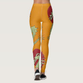 Leggings Guêtres asiatiques oranges de dragon--Dragon d'or, (Dos)