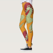 Leggings Guêtres asiatiques oranges de dragon--Dragon d'or, (Gauche)