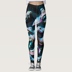 Leggings Guêtres au néon de tsunami conçues par Haydee