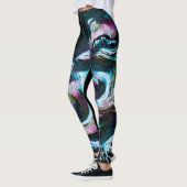 Leggings Guêtres au néon de tsunami conçues par Haydee (Gauche)