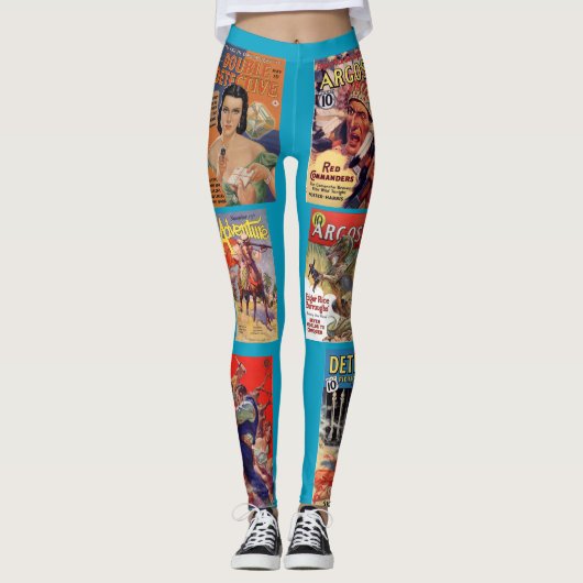 Leggings Guêtres avec des couvertures de magazine de pulpe (Devant)