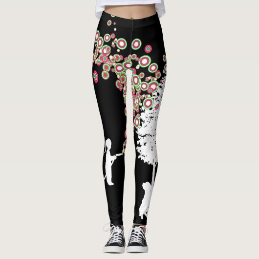 Leggings guêtres banksy de noir de style de graffiti de (Devant)