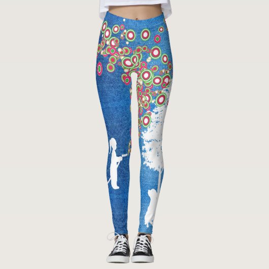 Leggings guêtres banksy de style de denim de graffiti de (Devant)