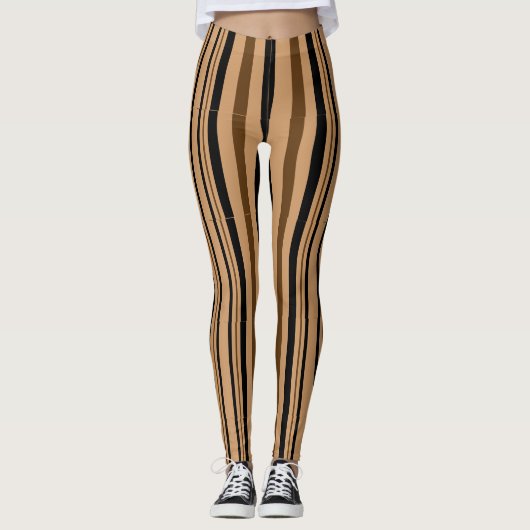 Leggings Guêtres beiges bronzages noires Brown de motif de (Devant)