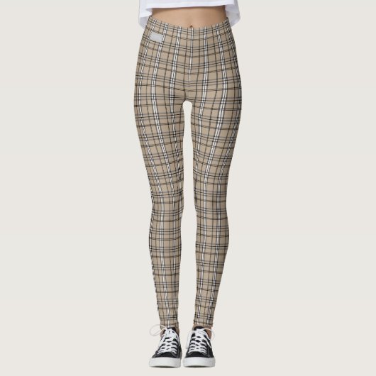 Leggings Guêtres beiges grises de plaid de COLLECTION de (Devant)