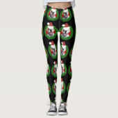 Leggings Guêtres blanches d'art de chien de boxeur de Noël (Devant)