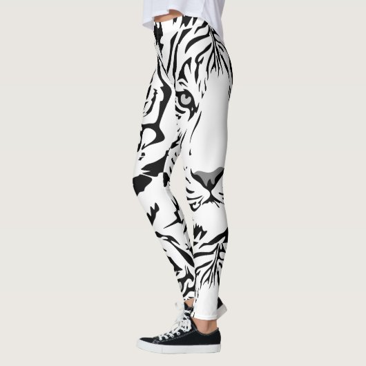 Leggings Guêtres blanches d'impression de tigre (Gauche)