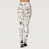 Leggings Guêtres blanches et Brown de motif de fleurs (Dos)