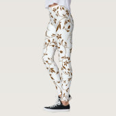 Leggings Guêtres blanches et Brown de motif de fleurs (Gauche)