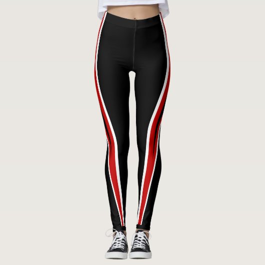 Leggings Guêtres blanches noires rouges (Devant)