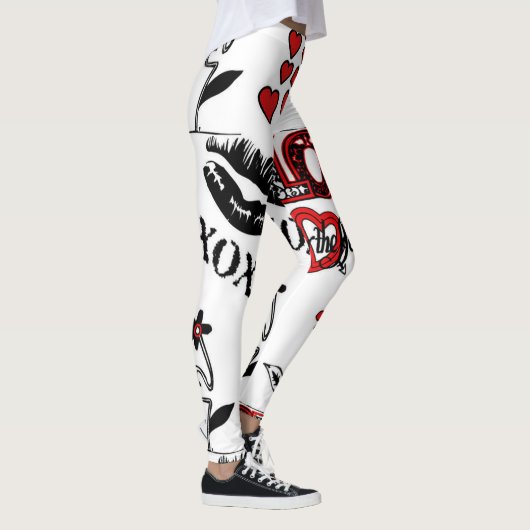 Leggings Guêtres blanches noires rouges de motif de (Droite)