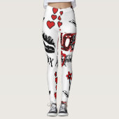 Leggings Guêtres blanches noires rouges de motif de (Devant)