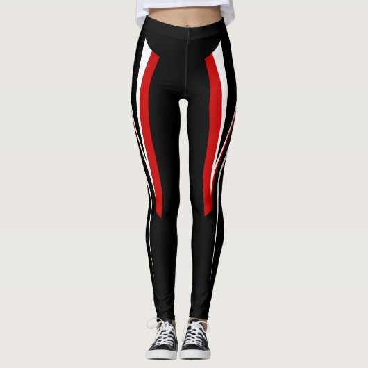 Leggings Guêtres blanches rouges noires (Devant)