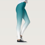 Leggings Guêtres blanches turquoises d'Ombre<br><div class="desc">Un motif simple d'ombre, couleur de gradient s'effacent de la sarcelle d'hiver au blanc.</div>