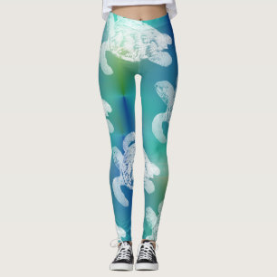 Leggings Guêtres bleues d'Aqua de tortues de mer