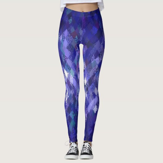 Leggings Guêtres bleues de motif de harlequin de (Devant)