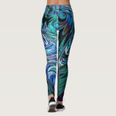 Leggings Guêtres bleues de remous de fractale (Dos)