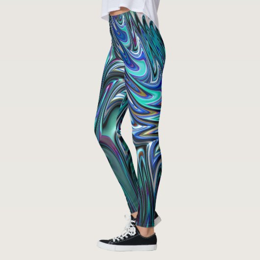 Leggings Guêtres bleues de remous de fractale (Gauche)