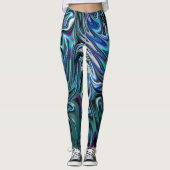 Leggings Guêtres bleues de remous de fractale (Devant)