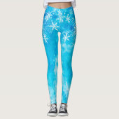 Leggings Guêtres bleues élégantes de Noël | de flocons de (Devant)