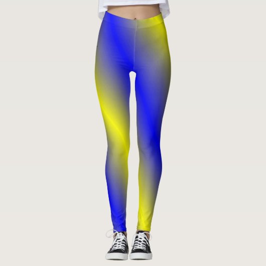 Leggings Guêtres bleues et jaunes (Devant)