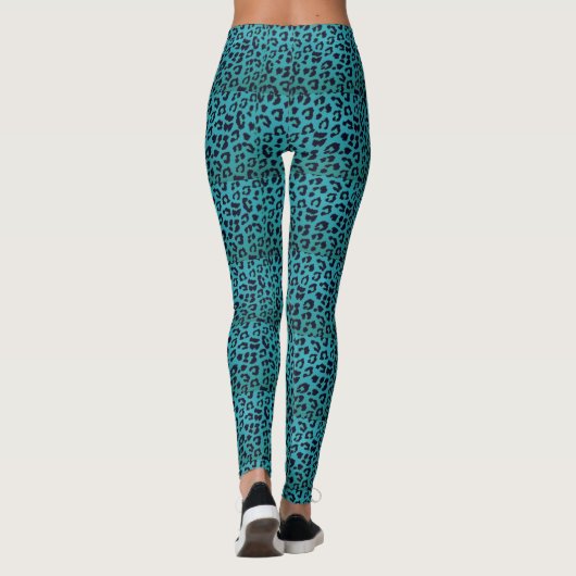 Leggings Guêtres bleues géniales d'empreinte de léopard (Dos)