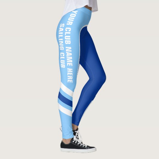 Leggings Guêtres bleues personnalisables de bande latérale (Droite)