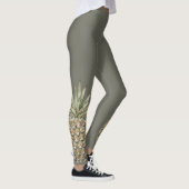 Leggings Guêtres botaniques tropicales de gris d'ananas (Droite)
