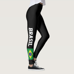 Leggings Guêtres brésiliennes de drapeau pour le gymnase