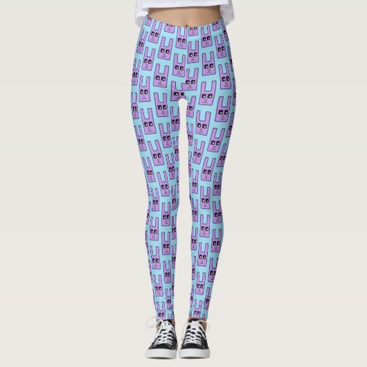 Leggings Guêtres carrées de lapin de Pâques (Devant)